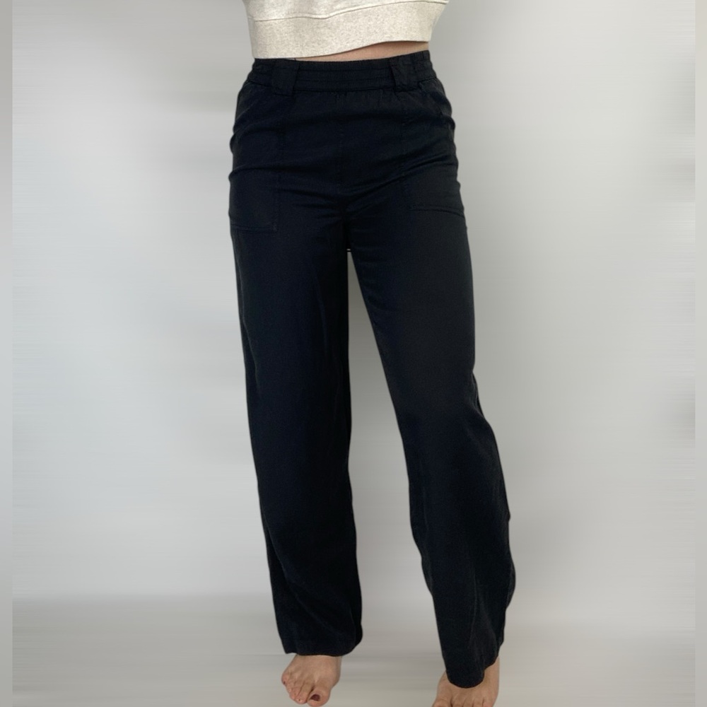 ICHI Wide Leg Square Pocket‎ High Rise Lyocell Black Pants
